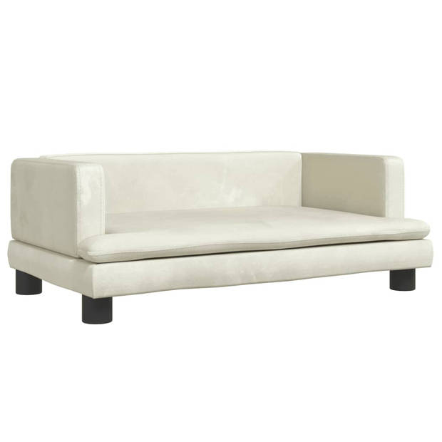 "The Living Store Hondenbank - Comfortabel Fluweel - Stevig Grenenhout - 80x45x30 cm - Crème"