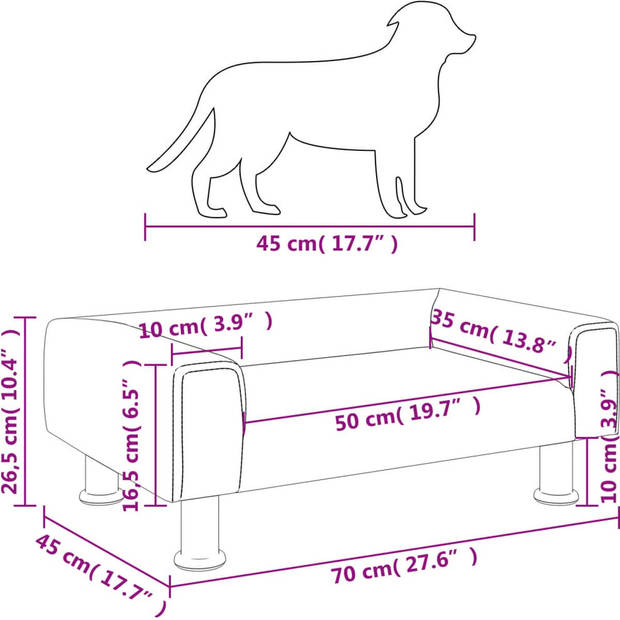 The Living Store Hondenbed - Fluweel - 70 x 45 x 26.5 cm - Crème