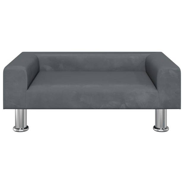 The Living Store Hondenbed Velvet - Donkergrijs - 70 x 45 x 26.5 cm - Schuimvulling