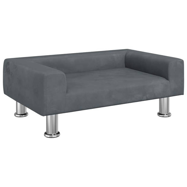 The Living Store Hondenbed Velvet - Donkergrijs - 70 x 45 x 26.5 cm - Schuimvulling