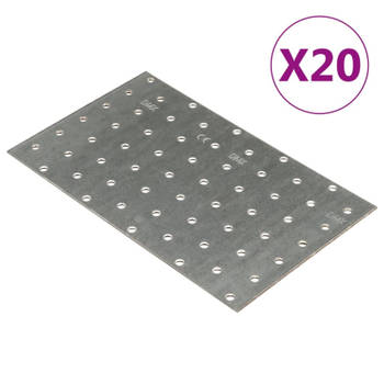 vidaXL Platen geperforeerd 20 st 2 mm 200x120 mm gegalvaniseerd staal