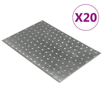 vidaXL Platen geperforeerd 20 st 2 mm 300x200 mm gegalvaniseerd staal