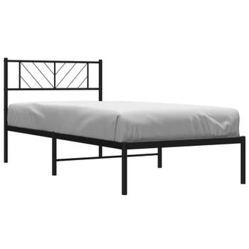 vidaXL Bedframe met hoofdbord metaal zwart 100x190 cm