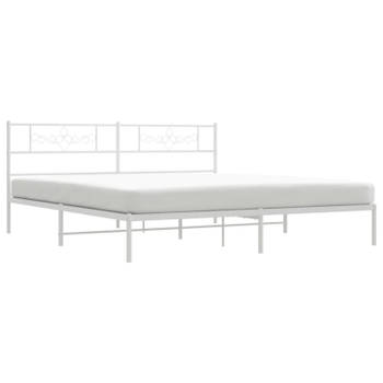 vidaXL Bedframe met hoofdbord metaal wit 193x203 cm