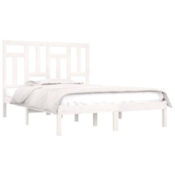 vidaXL Bedframe zonder matras massief grenenhout wit 140x190 cm