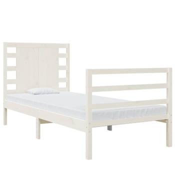 vidaXL Bedframe massief grenenhout wit 75x190 cm