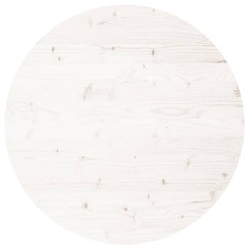vidaXL Tafelblad rond Ø80x3 cm massief grenenhout wit