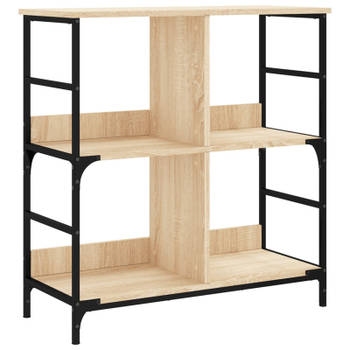 vidaXL Boekenrek 78,5x33x82 cm bewerkt hout en ijzer sonoma eikenkleur