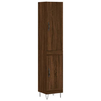 vidaXL Hoge kast 34,5x34x180 cm bewerkt hout bruin eikenkleur