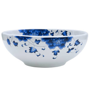 vidaXL Opzetwasbak rond F41x14 cm keramiek wit en blauw