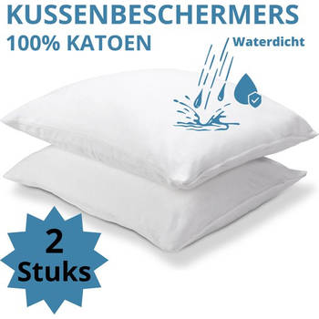 Droomtextiel Waterdichte Molton Kussensloop Kussenbeschermer 60x70 cm - 2 stuks - Anti allergie - Met Rits