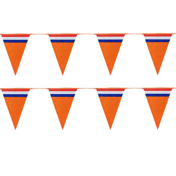 Bellatio Decorations Slinger oranje - 2 stuks - Holland vlaggenlijn - 10 meter - Vlaggenlijnen