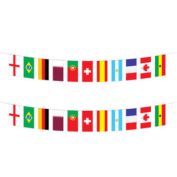 2x stuks internationale landenvlaggen vlaggenlijn/slinger 10 meter - Vlaggenlijnen