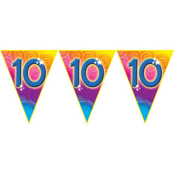 Verjaardag thema 10 jaar geworden feest vlaggenlijn van 5 meter - Vlaggenlijnen