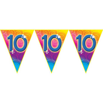 Verjaardag thema 10 jaar geworden feest vlaggenlijn - 5 meter - Feestartikelen/versiering - Vlaggenlijnen