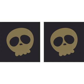 Halloween/horror doodshoofd/schedel servetten - 40x - zwart - papier - 33 cm - Feestservetten