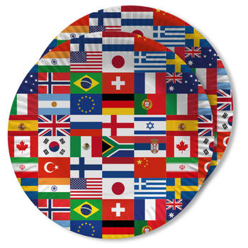 Landen thema feest wegwerpbordjes - 20x - internationale vlaggen - D23 cm - Feestbordjes