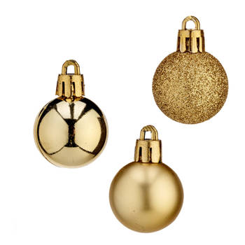 Arte R mini kerstballen - 20x stuks - goud - kunststof - 3 cm - Kerstbal