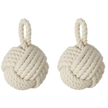 Boltze deurstopper knoop - 2x - 1.5 kilo - creme witA - jute - 23 x 15 cm - Deurstoppers