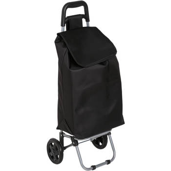 5Five Boodschappen trolley tas - inhoud 30 liter - zwart - met wielen - Boodschappentas -&nbsp;35 x 28 x 92 cm - Boodsch