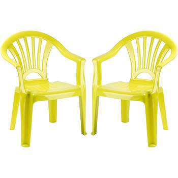 Plasticforte Kinderstoel - 4x stuks - kunststof - groen - 35 x 28 x 50 cm - tuin/camping/slaapkamer - Kinderstoelen