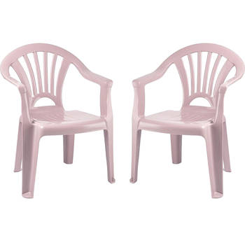 Plasticforte Kinderstoel - 4x stuks - kunststof - roze - 35 x 28 x 50 cm - tuin/camping/slaapkamer - Kinderstoelen