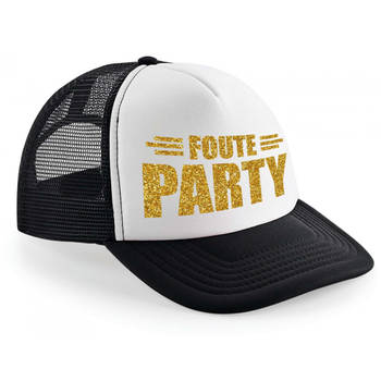 Foute Party gouden letters snapback cap/ truckers petje zwart voor dames en heren - Verkleedhoofddeksels