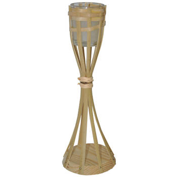 Bamboe windlicht kaarshouder 30 cm - Kaarsen