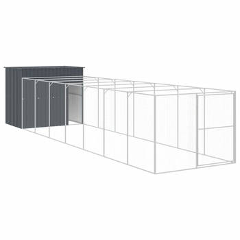 The Living Store Hondenhok - Verlengde Ren - Antraciet - 214 x 865 x 181 cm - Gegalvaniseerd Staal