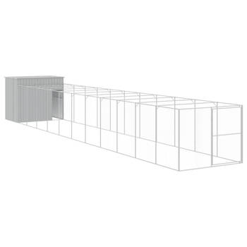 The Living Store Hondenhok met Verlengde Ren - 214x1.273x181 cm - Duurzaam gegalvaniseerd staal - Lichtgrijs