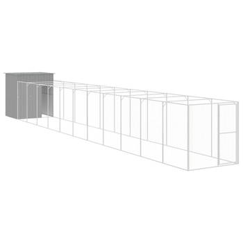 The Living Store Hondenhok met Verlengde Ren - Lichtgrijs - 165x1.271x181 cm - Gegalvaniseerd Staal