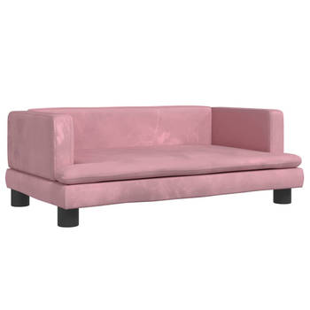 The Living Store Hondenbed - Comfortabel en zacht - Materiaal- fluweel - Afmetingen- 80 x 45 x 30 cm - Kleur- roze