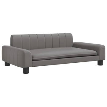 The Living Store Hondenbed Comfort - Kunstleer - 90 x 53 x 30 cm - Grijs