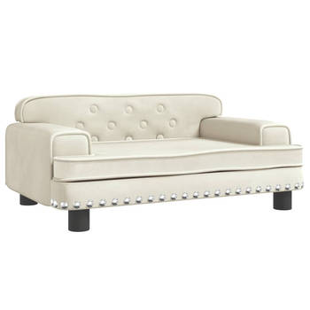 The Living Store Hondenbed - Luxe Fluweel - Massief Grenenhout - 70x45x30 cm