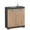 FMD Kast met 2 deuren 80x34,9x89,9 cm grijs en artisan eikenkleurig