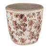 HAES DECO - Bloempot Ø 14x13 cm Beige Roze Keramiek Bloemen Bloempot Binnen