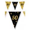 Leeftijd verjaardag feest vlaggetjes 50 jaar geworden zwart/goud 10 meter - Vlaggenlijnen