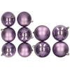 10x stuks kunststof kerstballen lila paars 8 en 10 cm - Kerstbal