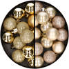 34x stuks kunststof kerstballen goud en champagne 3 cm - Kerstbal