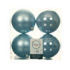 Decoris Kerstballen - 4x stuks - kunststof - lichtblauw - 10 cm - Kerstbal
