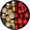 34x stuks kunststof kerstballen goud en rood 3 cm - Kerstbal