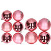 10x stuks kunststof kerstballen bubblegum roze 8 en 10 cm - Kerstbal