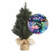 Mini kerstboom 45 cm - met kerstverlichting gekleurd 300 cm - 40 leds - Kunstkerstboom