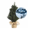 Mini kerstboom 45 cm - met kerstverlichting helder wit 300 cm - 40 leds - Kunstkerstboom