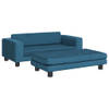 The Living Store Hondenbed Luxe - Fluweel - Massief Grenenhout - 100x50x30cm - Blauw