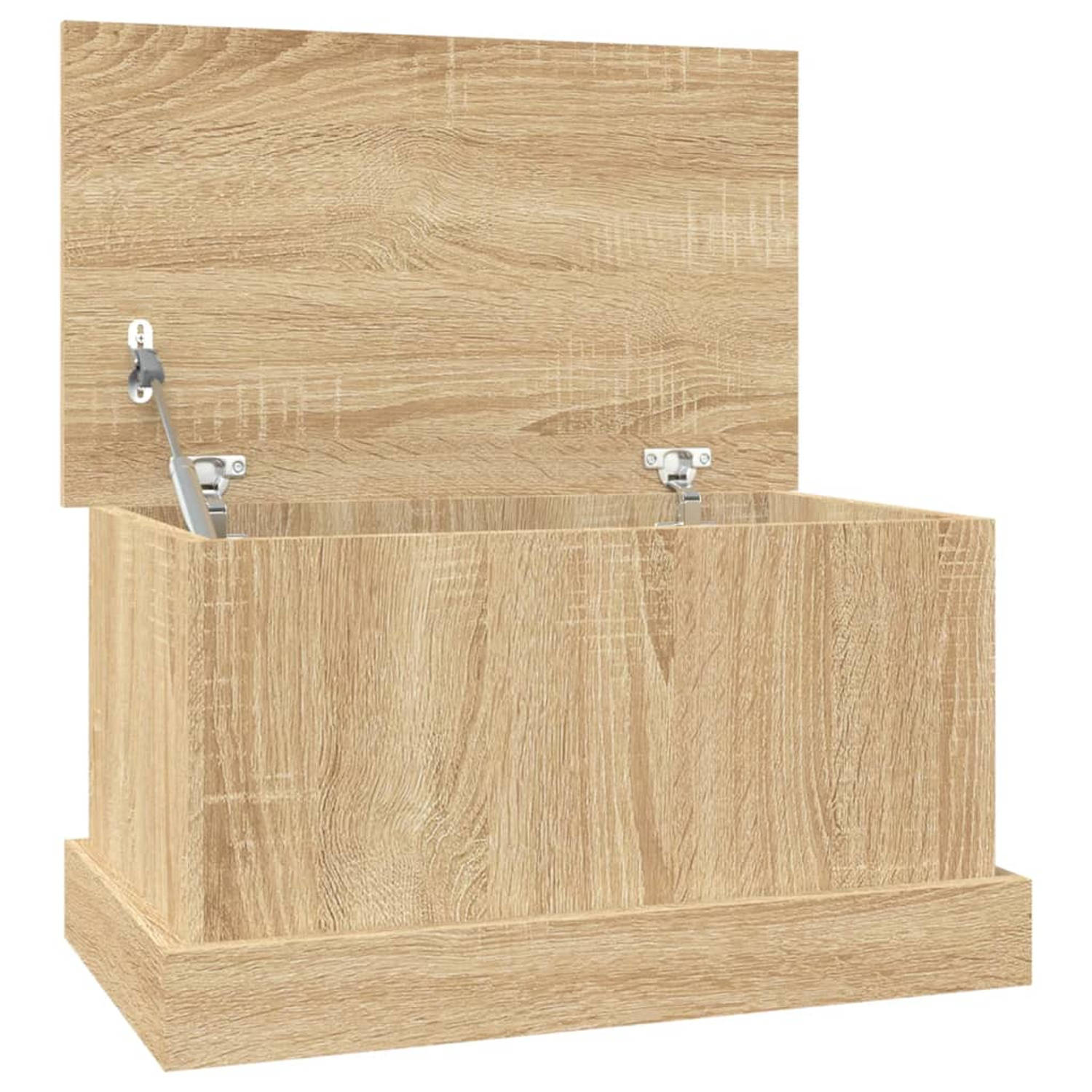 The Living Store Opbergbox 50x30x28 cm bewerkt hout sonoma eikenkleurig - Opberger