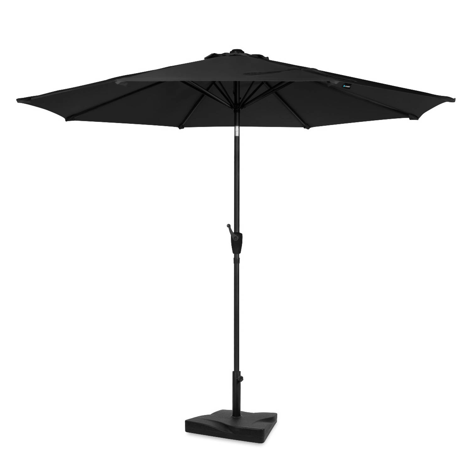 VONROC Premium Parasol Recanati Ø300cm – Duurzame stokparasol combi set incl. parasolvoet – Kantelbaar – UV werend doek - Antraciet/Zwart – Incl. beschermhoes