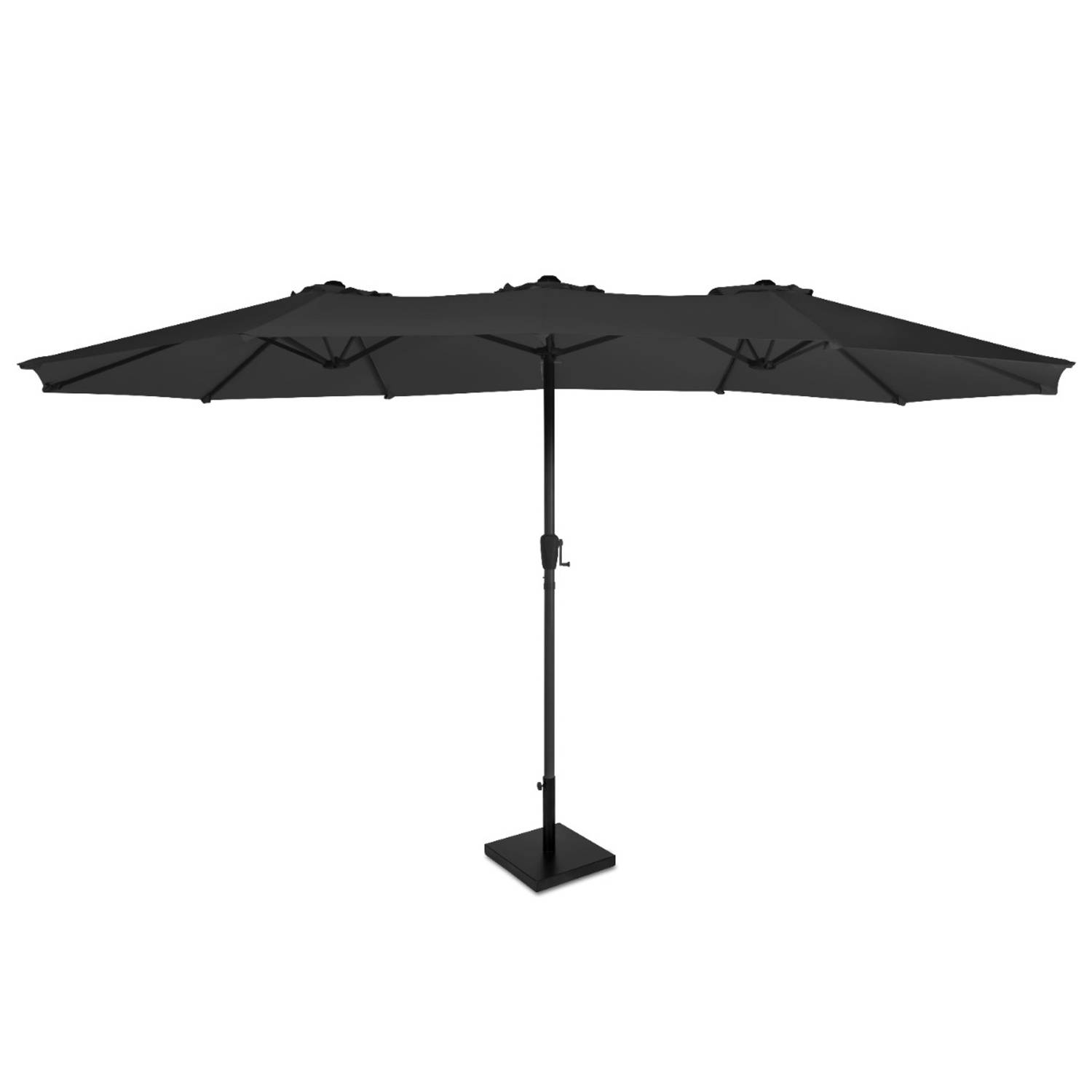VONROC Premium Parasol Iseo - 460x270cm – Duurzame parasol – combi set incl. parasolvoet van 26 kg – Extra-large - UV werend doek - Antraciet/Zwart – Incl. beschermhoes