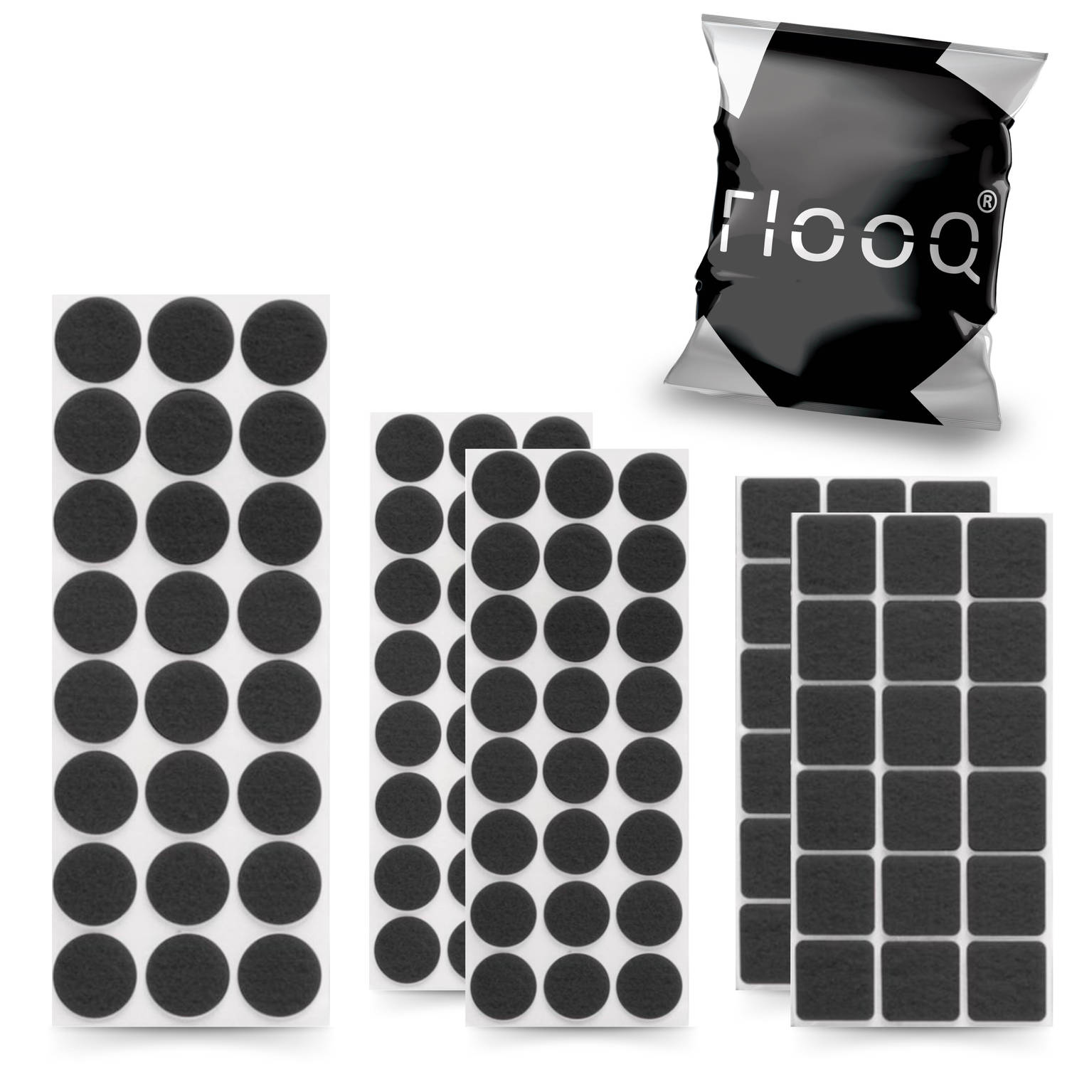 FLOOQ® Anti Kras Vloerbeschermer vilt zwart - 120 stuks - Meubelvilt Zelfklevend - Stoelpoot Beschermers - Stoel - Meubels