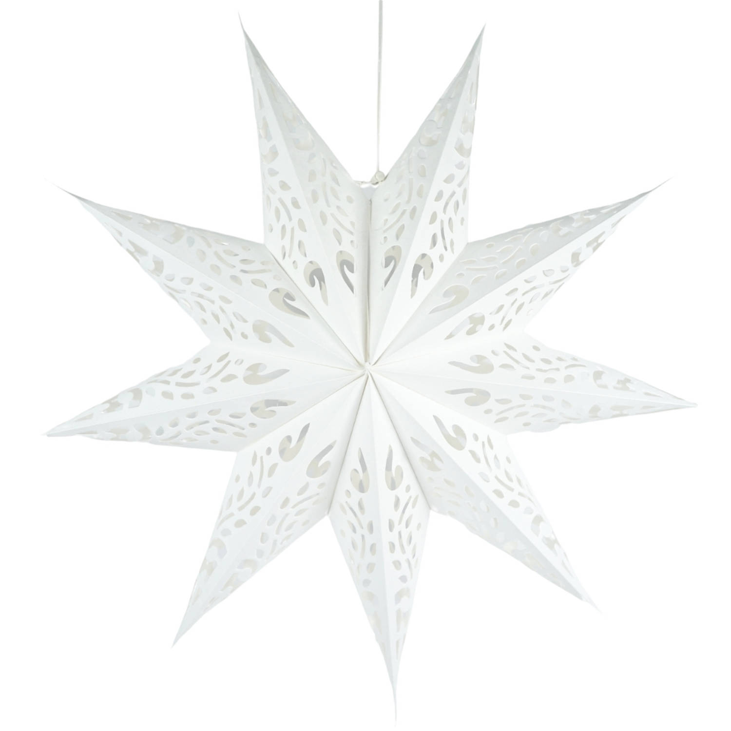 Kerstster Ster Hangend Kerstdecoratie - Met patroon - Ø 60 cm - Papier - Wit - 2 Stuks